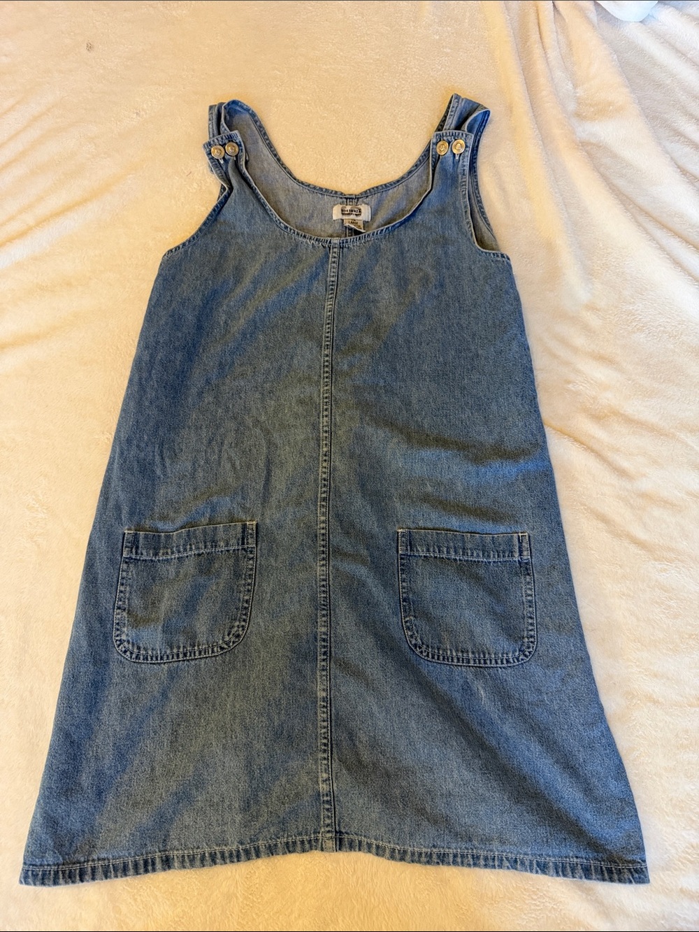 Women's Blue Denim Pinafore Midi Dress